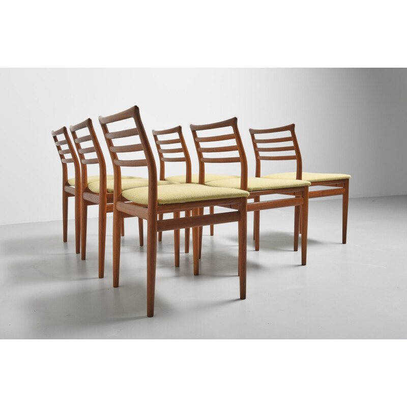 Vintage set of  6 dining teak chairs by Erling Torvits - 1960s