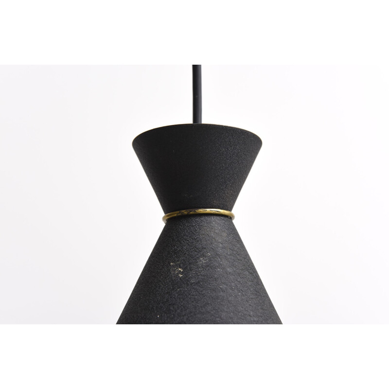 Black Pendant With Brass Ring by S.A.H. Sorensen for Holm Sorensen & Co. - 1950s