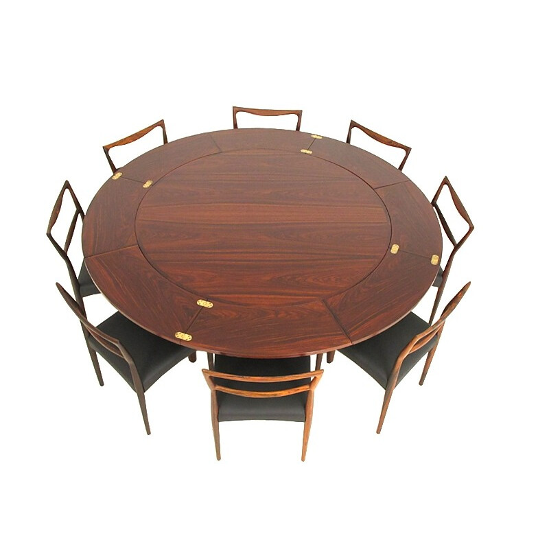 Vintage set of 8 dining chairs in rosewood model "223" by Klein Bramin - 1950s