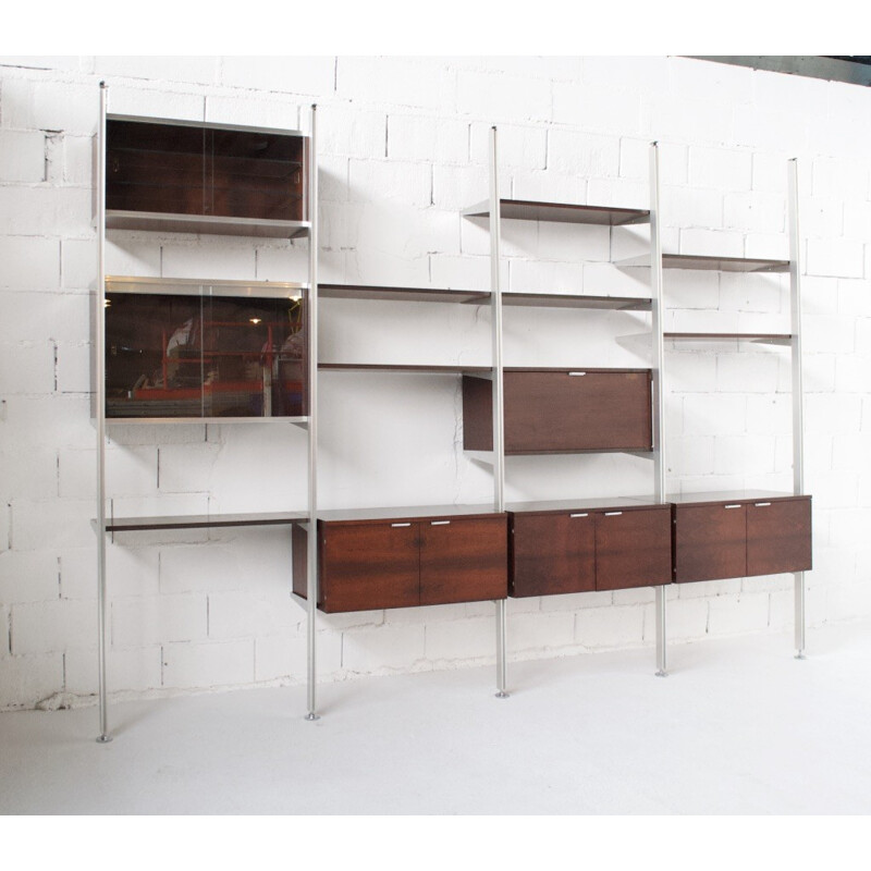 Modular shelf in rosewood and aluminum by Herman Miller - 1970s