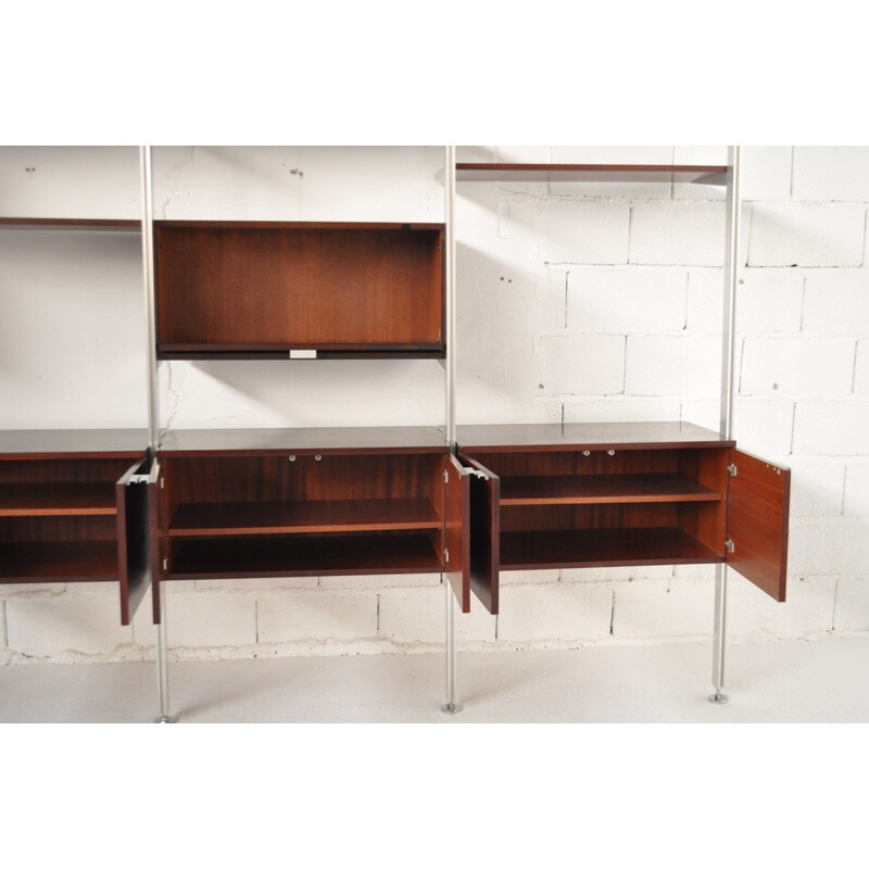 Modular shelf in rosewood and aluminum by Herman Miller - 1970s