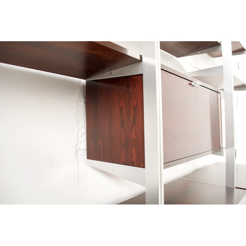 Modular shelf in rosewood and aluminum by Herman Miller - 1970s