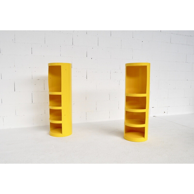 Pair of vintage yellow shelves by Jean Louis Avril - 1960s