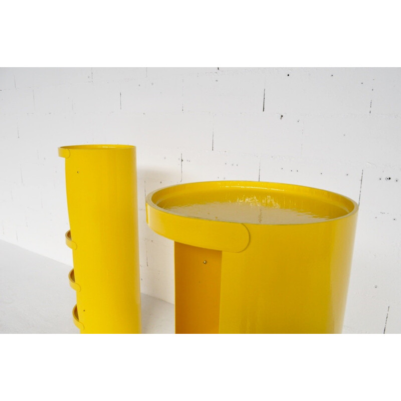 Pair of vintage yellow shelves by Jean Louis Avril - 1960s