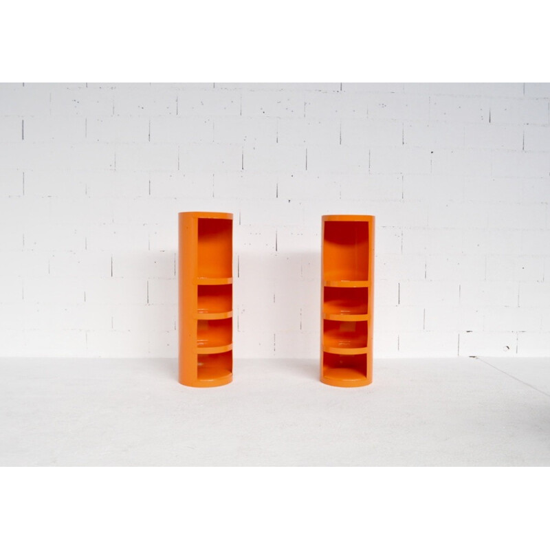 Pair of vintage orange shelves by Jean Louis Avril - 1960s