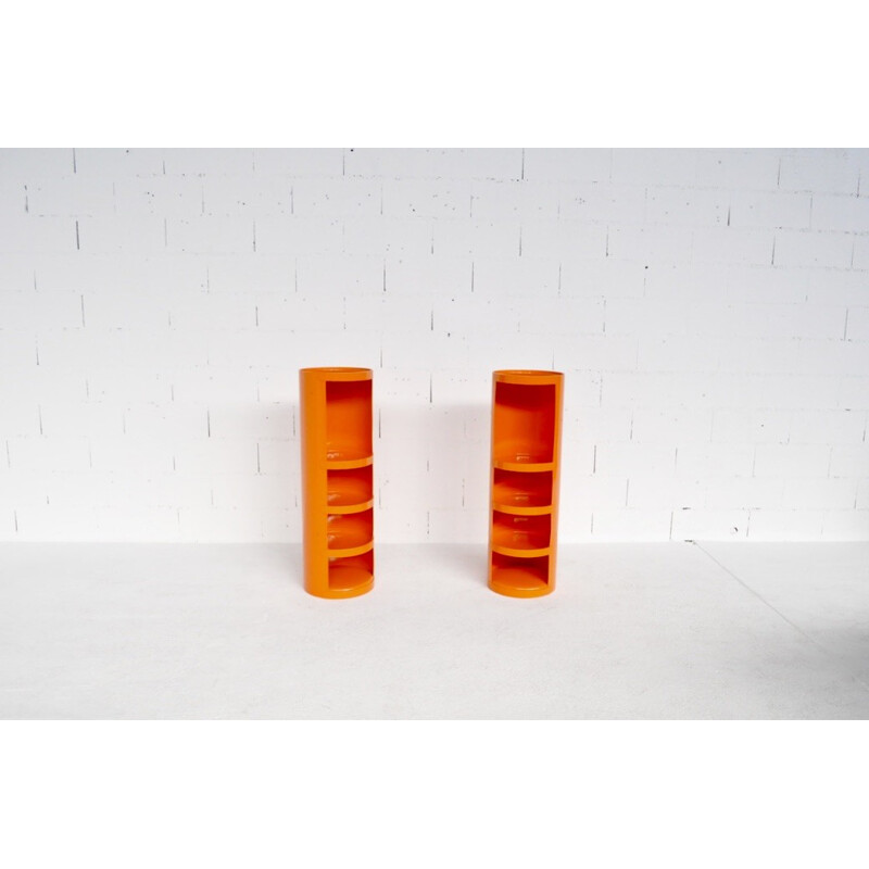 Pair of vintage orange shelves by Jean Louis Avril - 1960s