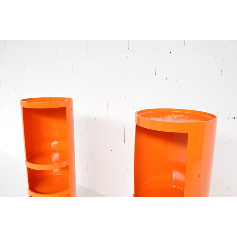 Pair of vintage orange shelves by Jean Louis Avril - 1960s