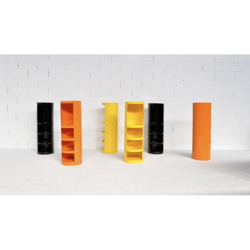 Pair of vintage orange shelves by Jean Louis Avril - 1960s