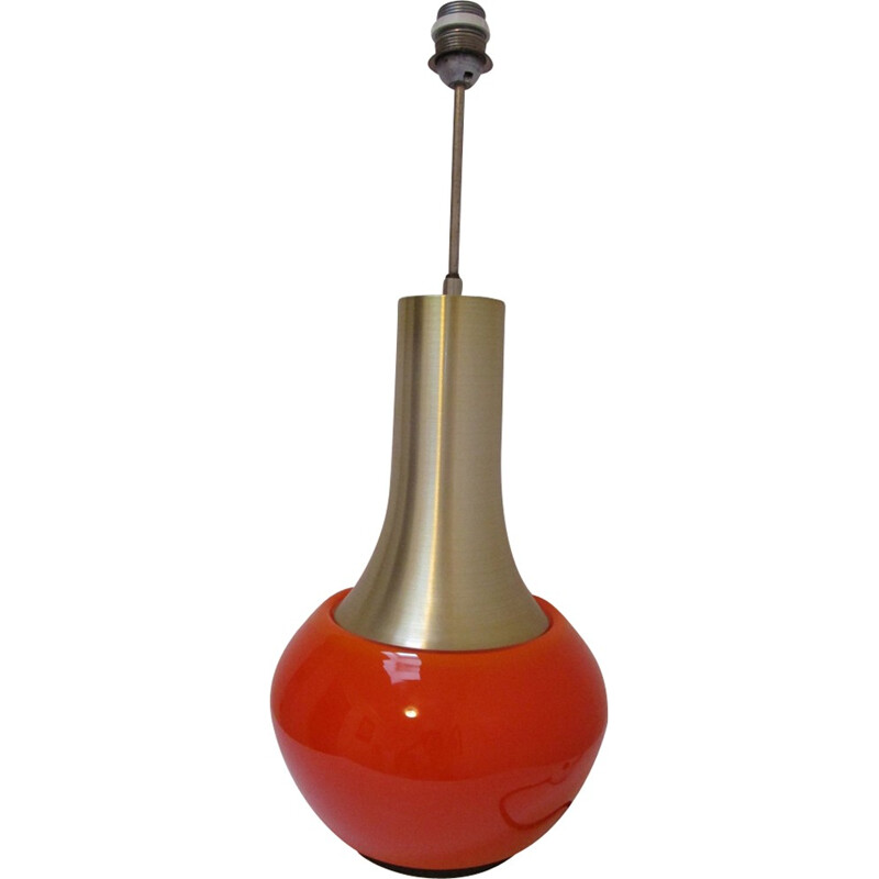 Mid-century Doria orange and gold lamp - 1970s