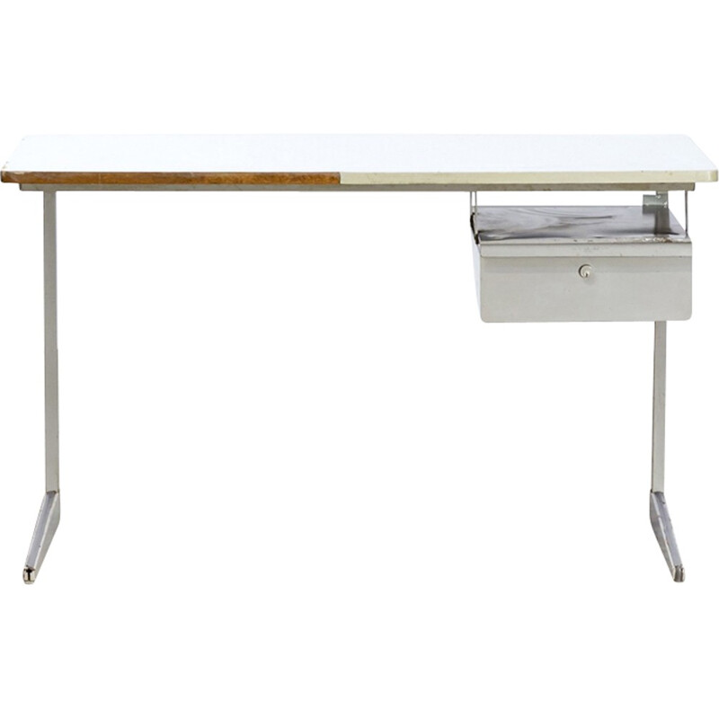 Vintage metal writing desk by Friso Kramer for Ahrend de Cirkel - 1950s