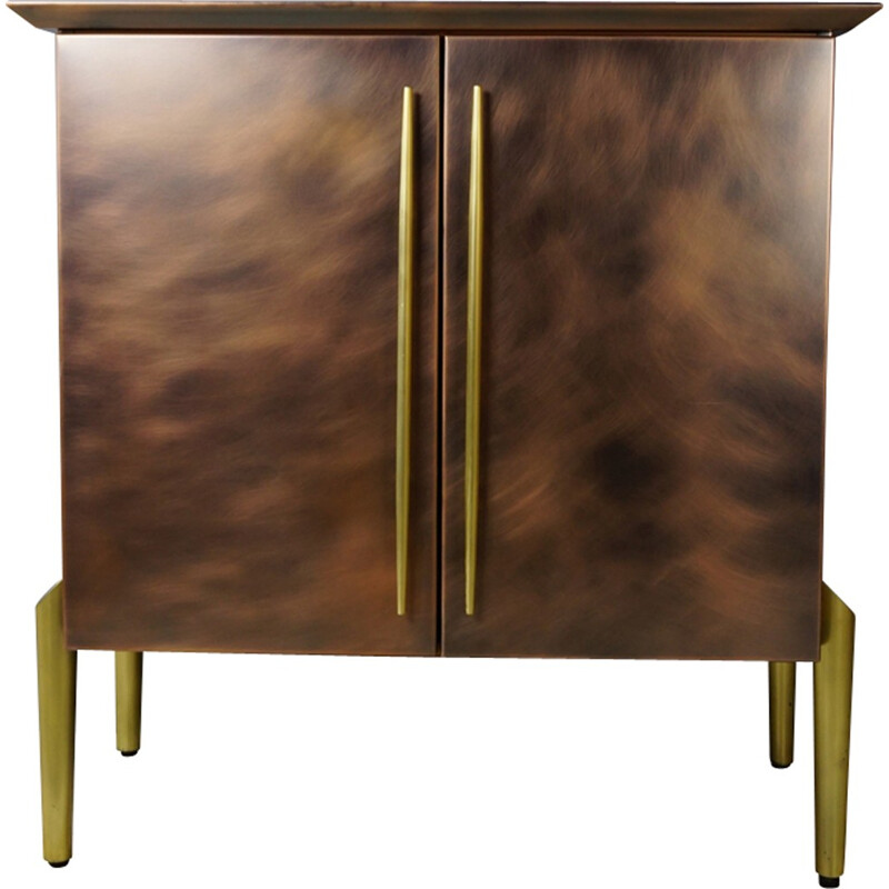 Belgo Chrom Design bar cabinet in copper and brass - 1970s