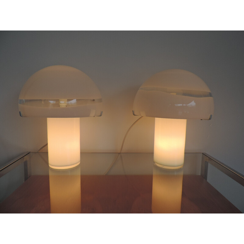 Vintage pair of lamps by Mazzega Murano - 1970s