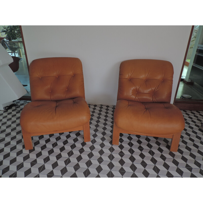 Vintage set of 2 low chairs by Oddvin Rykken for Rybo - 1970s