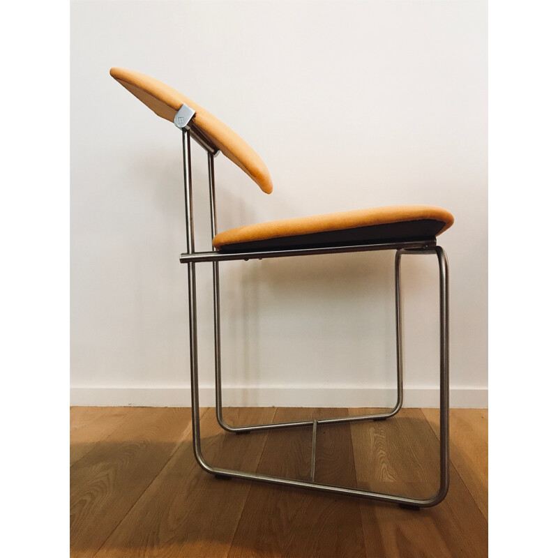 Chair in yellow fabric and metal by Peter Ghyczy - 2000s