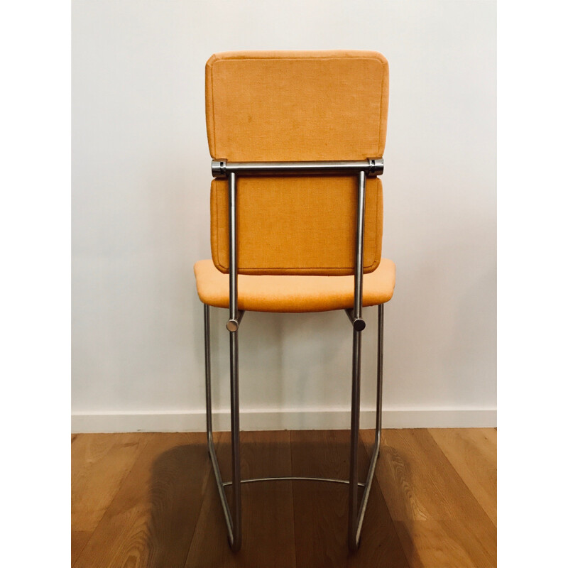 Chair in yellow fabric and metal by Peter Ghyczy - 2000s