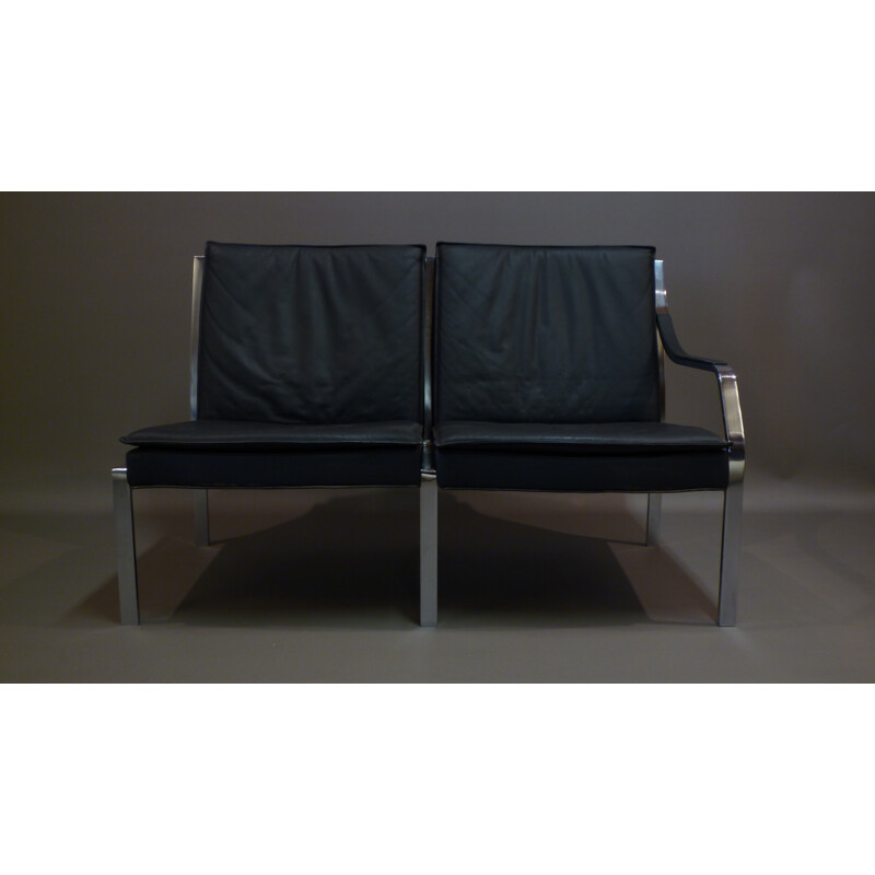 2 seats sofa in leather and stell, FABRICIUS & KASTHOLM - 1970s