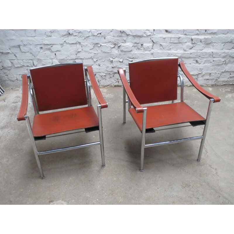 Paire de fauteuils LC1 par Le Corbusier, Jeanneret et Charlotte Perriand pour Cassina - 1980