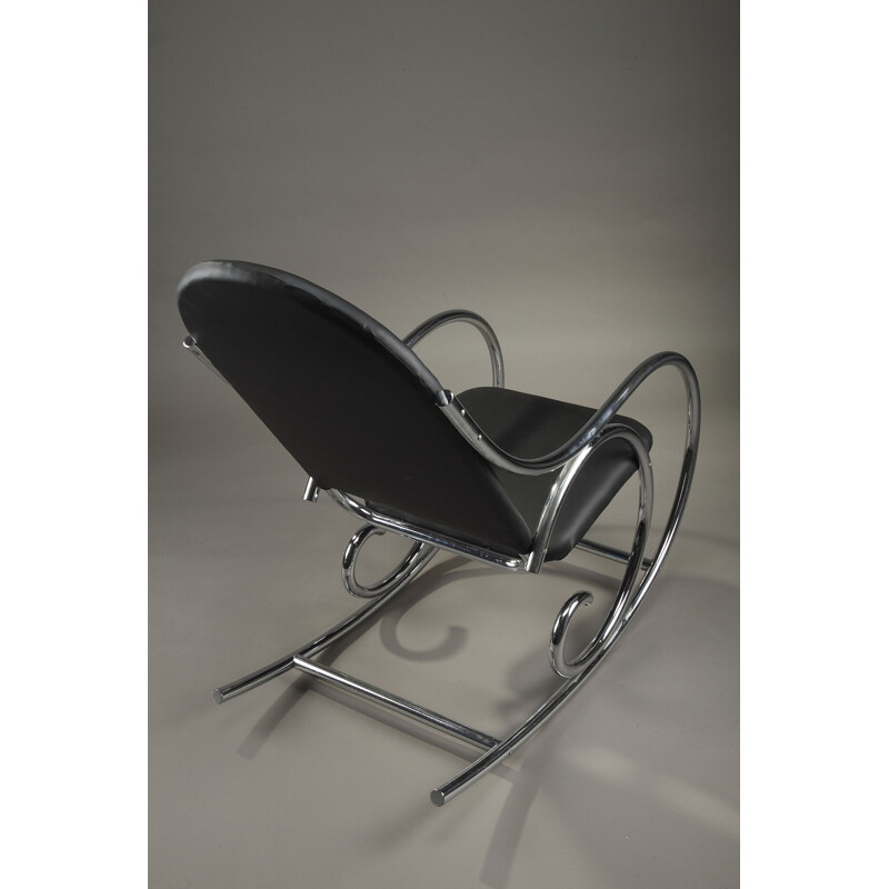 Rocking chair in metal and leatherette - 1950s