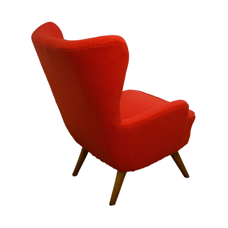 Vintage danish red Wing-back armchair - 1970s