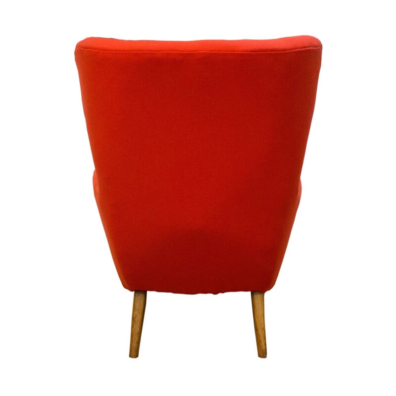 Vintage danish red Wing-back armchair - 1970s