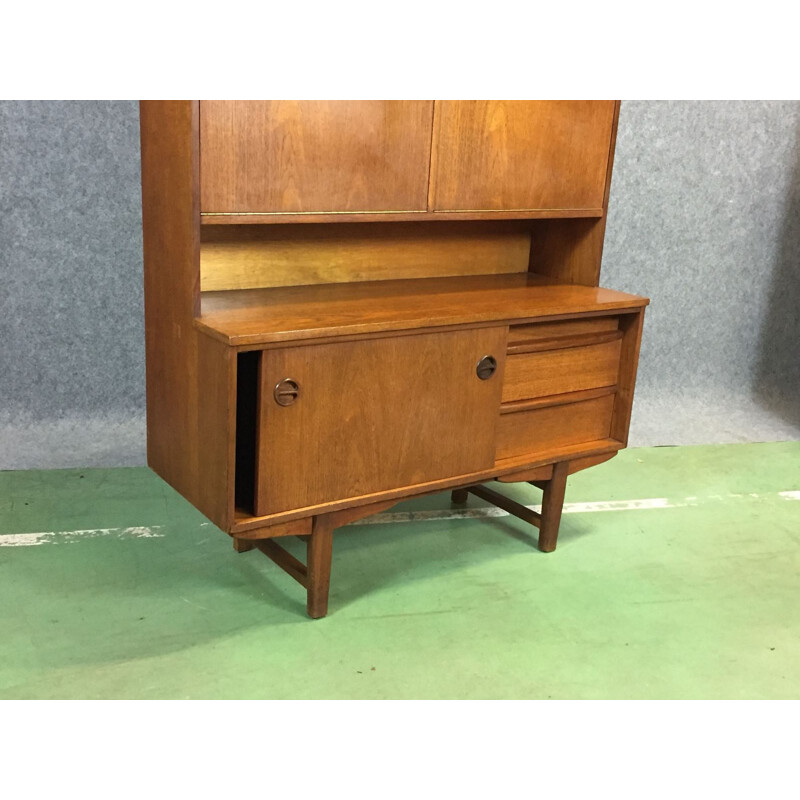 Vintage small bar highboard in teak - 1970s