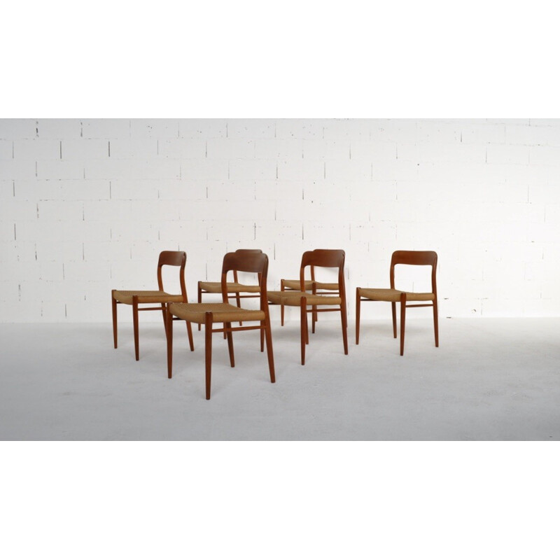 Set of 6 chairs model 75 by Niels Otto Moller - 1960s