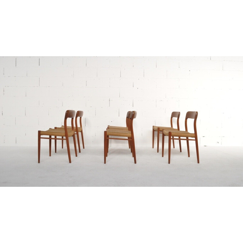 Set of 6 chairs model 75 by Niels Otto Moller - 1960s