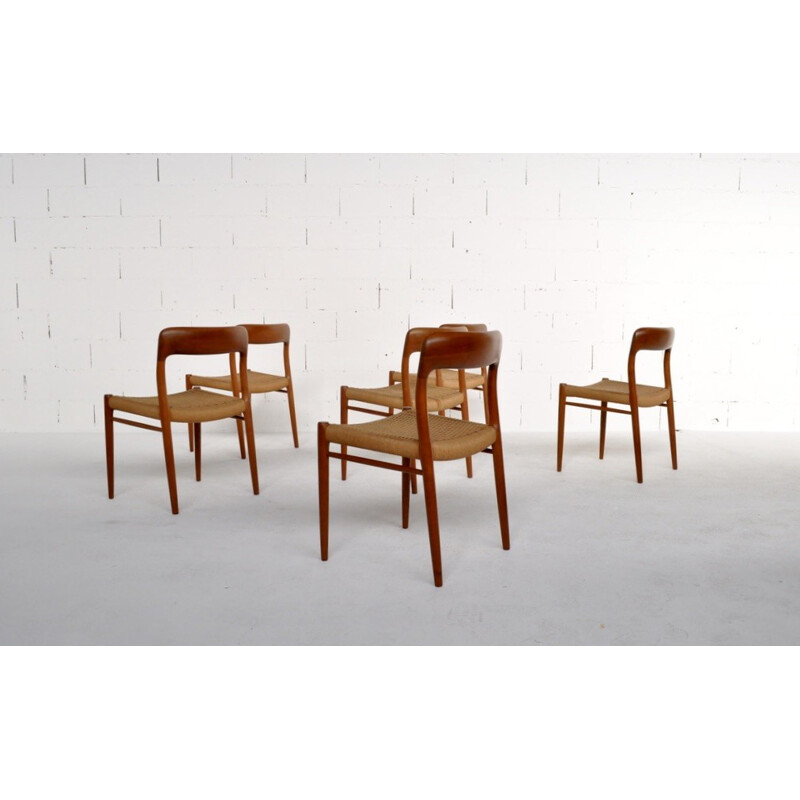 Set of 6 chairs model 75 by Niels Otto Moller - 1960s