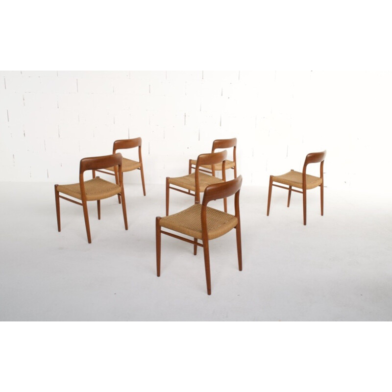 Set of 6 chairs model 75 by Niels Otto Moller - 1960s