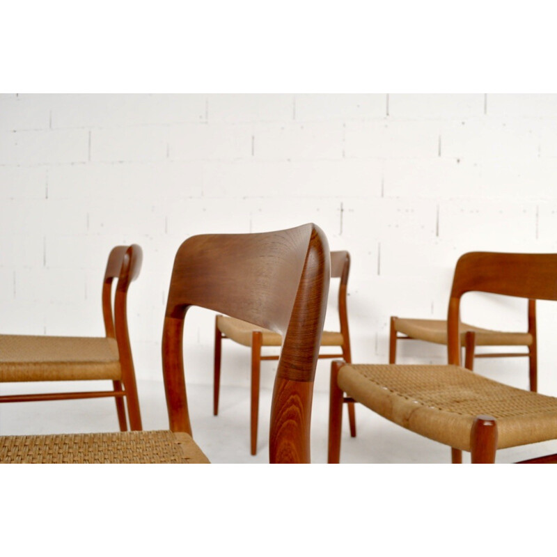 Set of 6 chairs model 75 by Niels Otto Moller - 1960s