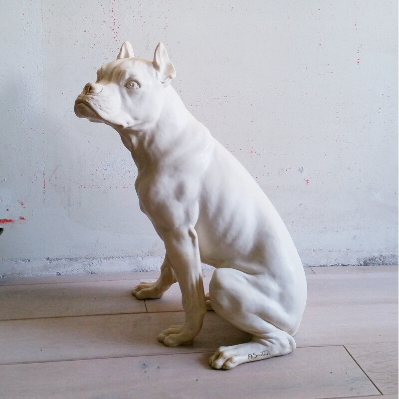 Vintage Sculpture of Dog by A. Santin - 1960s