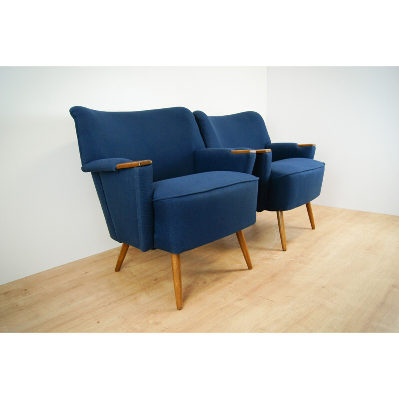 Pair of vintage blue Danish Armchairs - 1950s