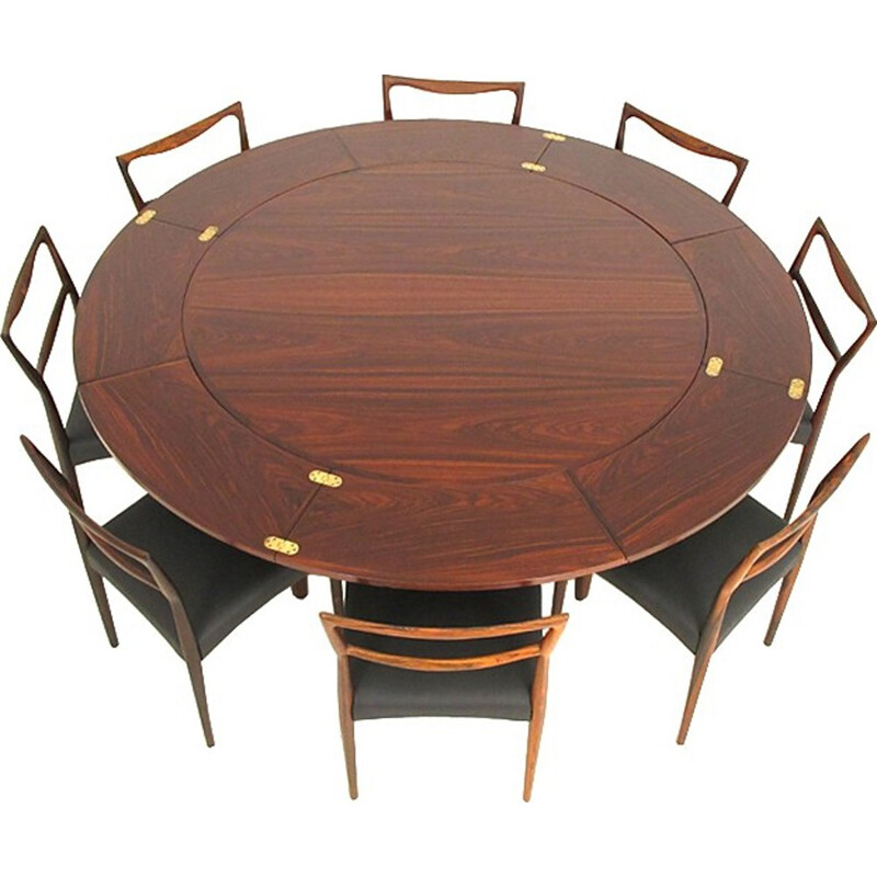 Vintage set of 8 dining chairs in rosewood model "223" by Klein Bramin - 1950s