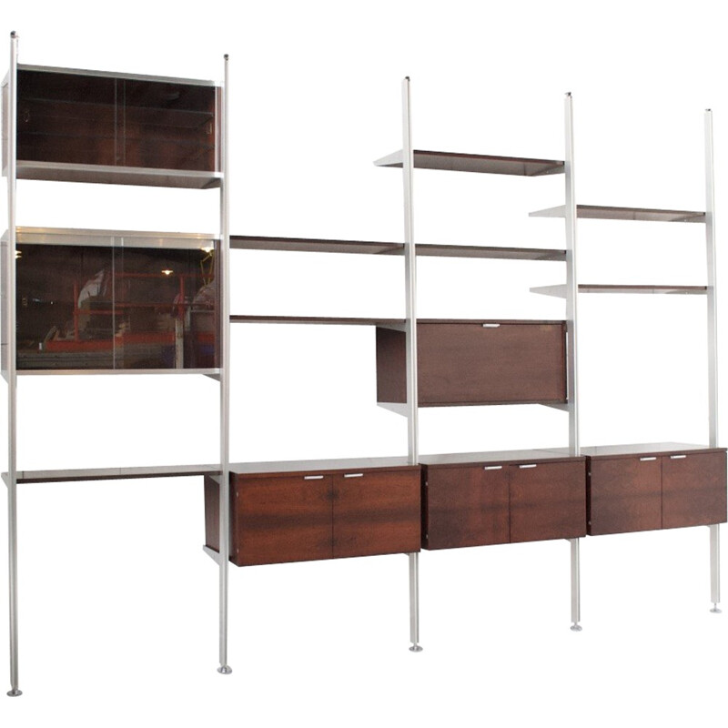 Modular shelf in rosewood and aluminum by Herman Miller - 1970s