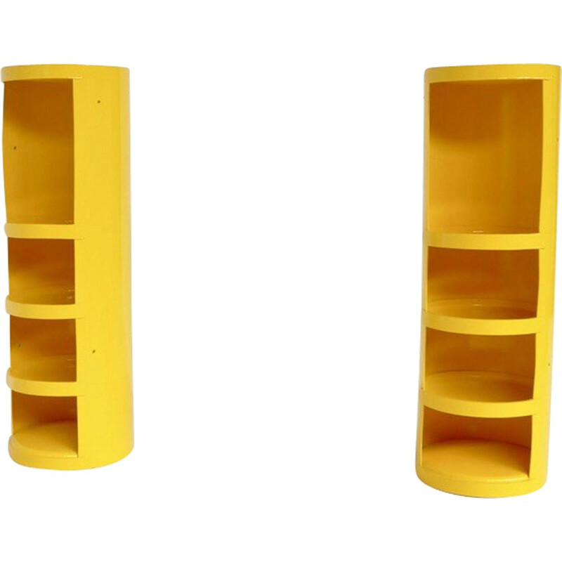 Pair of vintage yellow shelves by Jean Louis Avril - 1960s