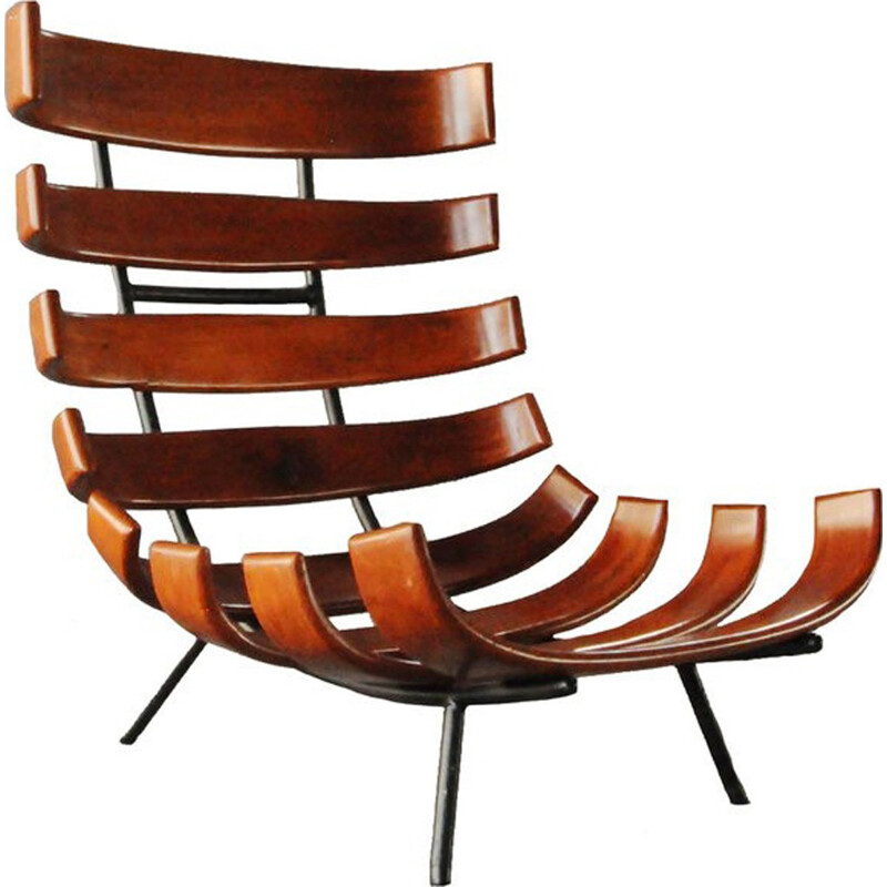 Mid-century Brazilian "Rib" chairs in caviuna wood by Martin Eisler and Carlo Hauner - 1960s