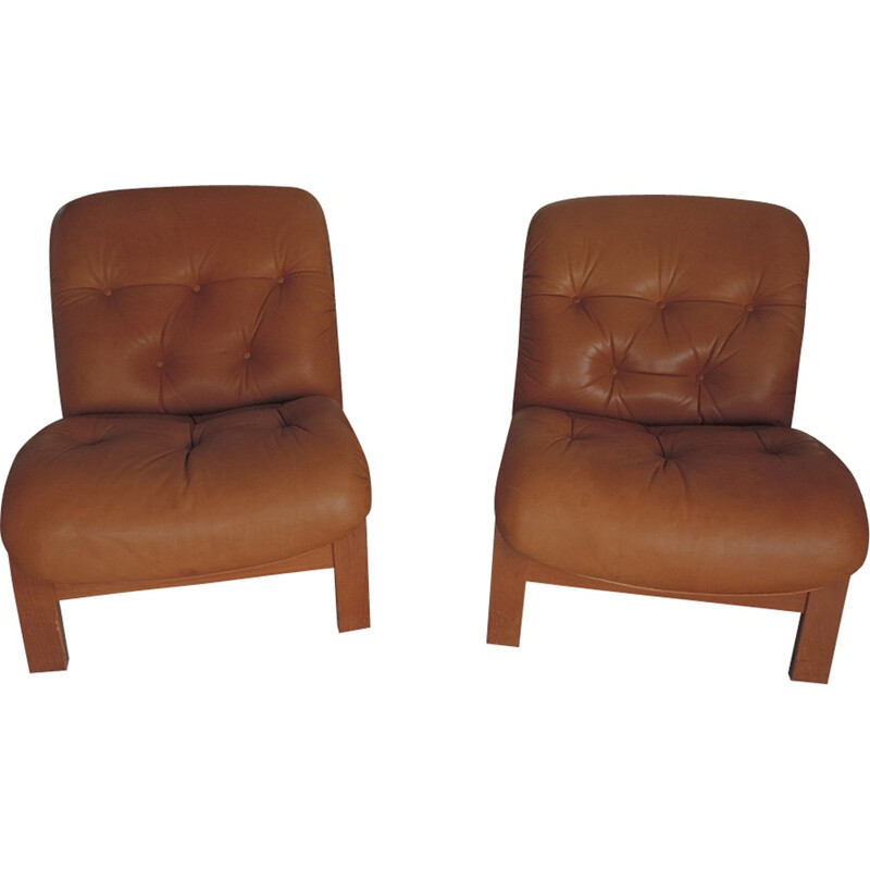Vintage set of 2 low chairs by Oddvin Rykken for Rybo - 1970s