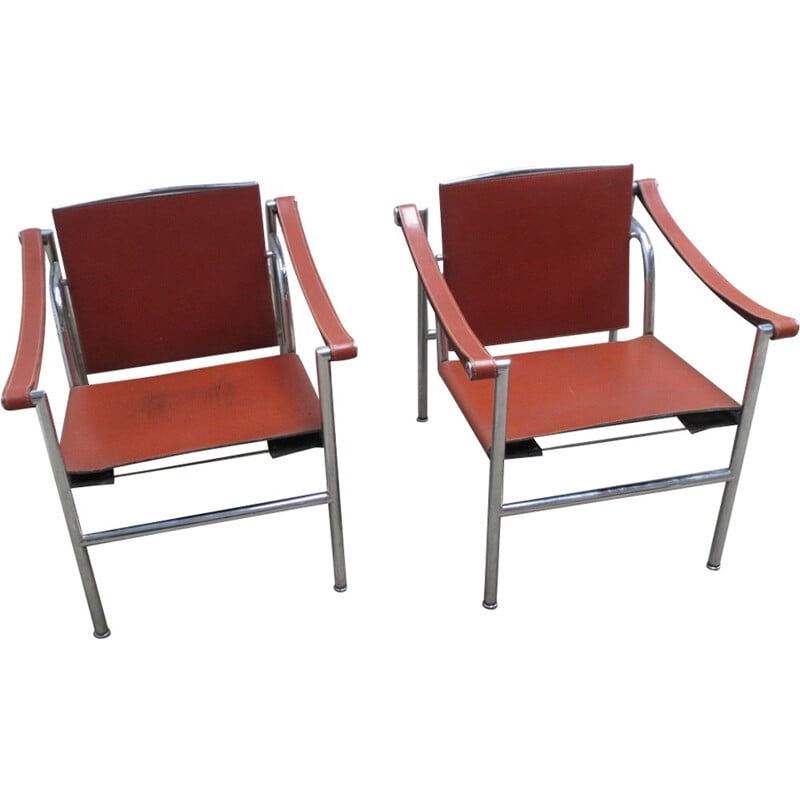 Pair of LC1 armchairs by Le Corbusier, Charlotte Perriand and Pierre Jeanneret for Cassina - 1980s