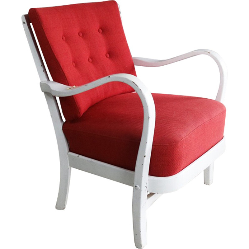 Vintage danish bright red chair - 1970s