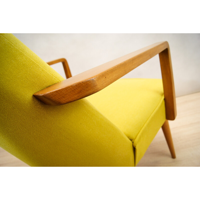 Suite de 2 fauteuils vintage jaunes - 1960