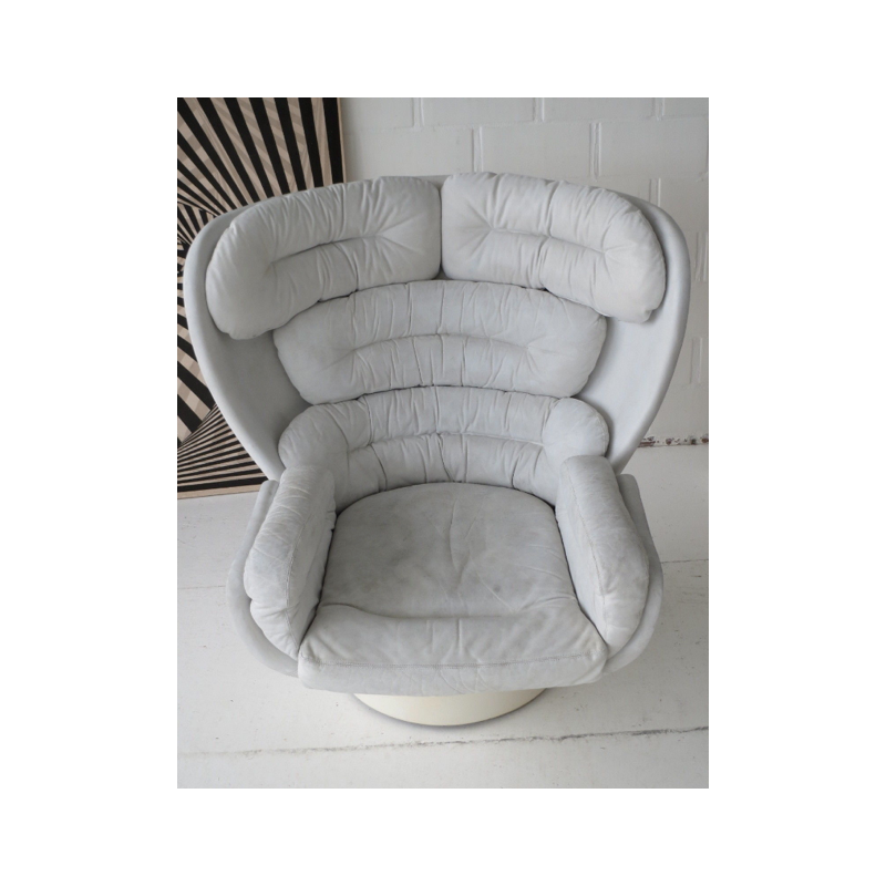 Fauteuil vintage "ELDA" cuir blanc par Joe Colombo - 1960