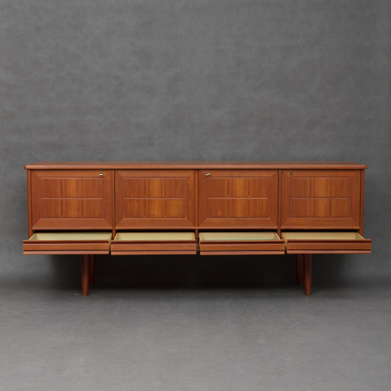 Vintage low teak credenza - 1950s