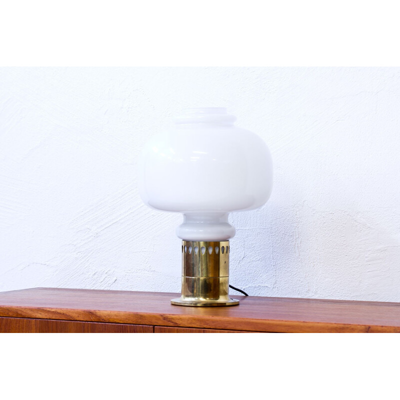 Vintage Glass & Brass Table Lamp by Hans-Agne Jakobsson - 1960s