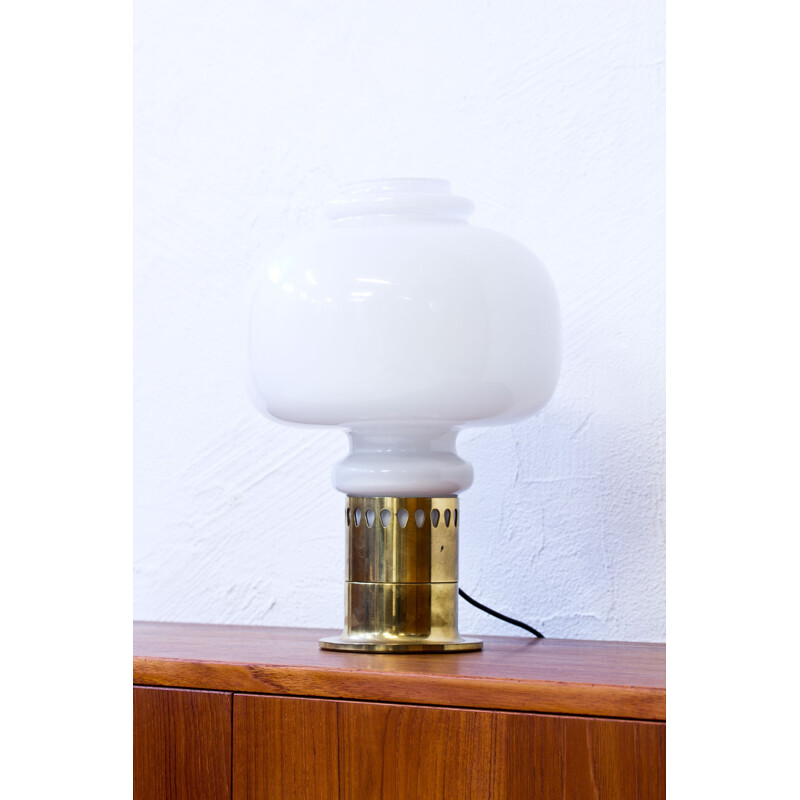 Vintage Glass & Brass Table Lamp by Hans-Agne Jakobsson - 1960s