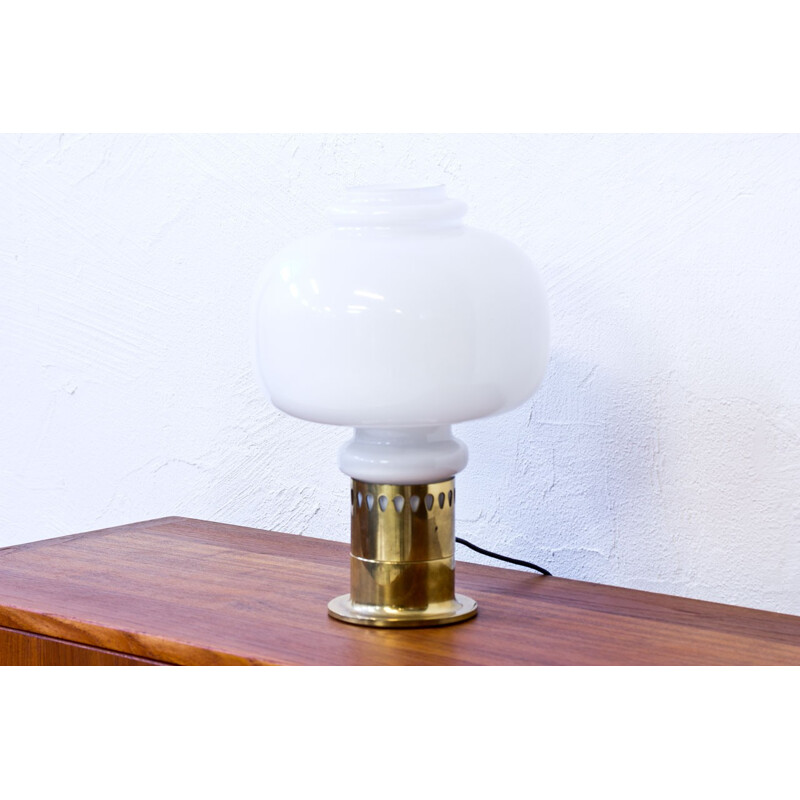 Vintage Glass & Brass Table Lamp by Hans-Agne Jakobsson - 1960s