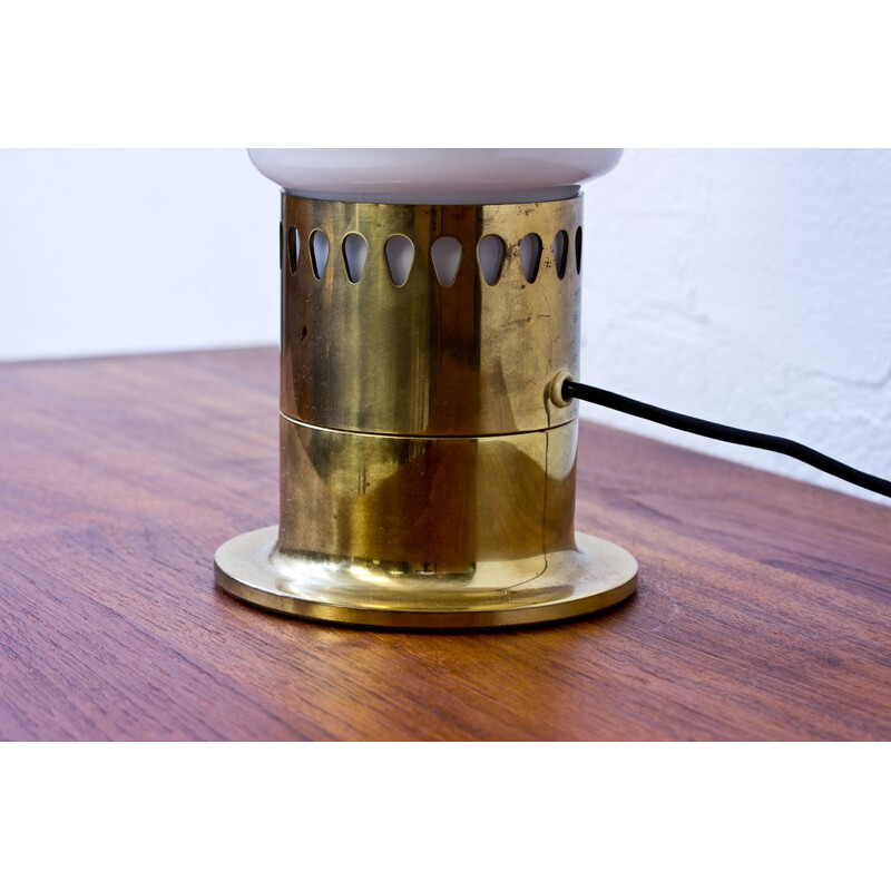 Vintage Glass & Brass Table Lamp by Hans-Agne Jakobsson - 1960s