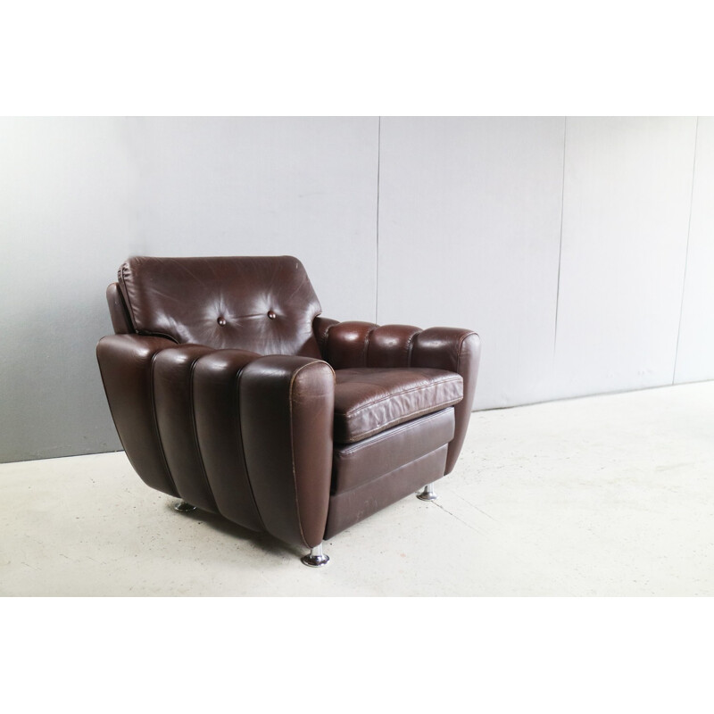 Vintage Danish leather armchair by Skippers Mobler - 1970s
