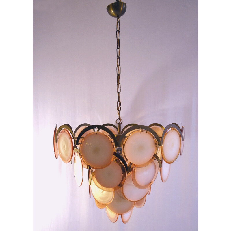 Italian vintage pink chandelier by Gino Vistosi - 1970s