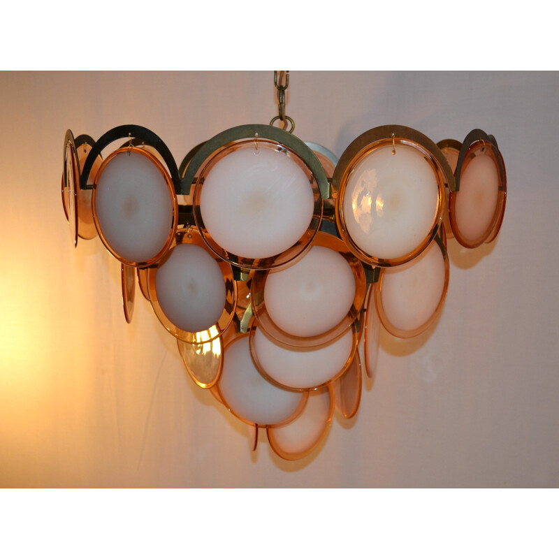 Italian vintage pink chandelier by Gino Vistosi - 1970s