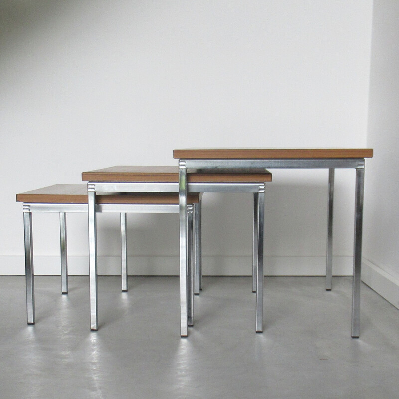 Set of 3 nesting tables "Florence" by Pierre Guariche for Meurop - 1960s